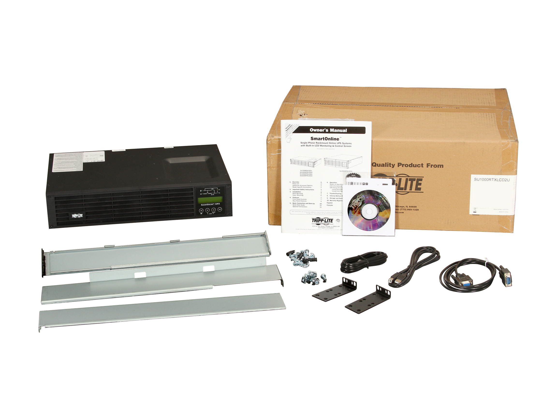 PR1000LCDRT2U Smart App Sinewave UPS System, 1000VA/900W, 8 Outlets, AVR, 2U Rack/Tower Black