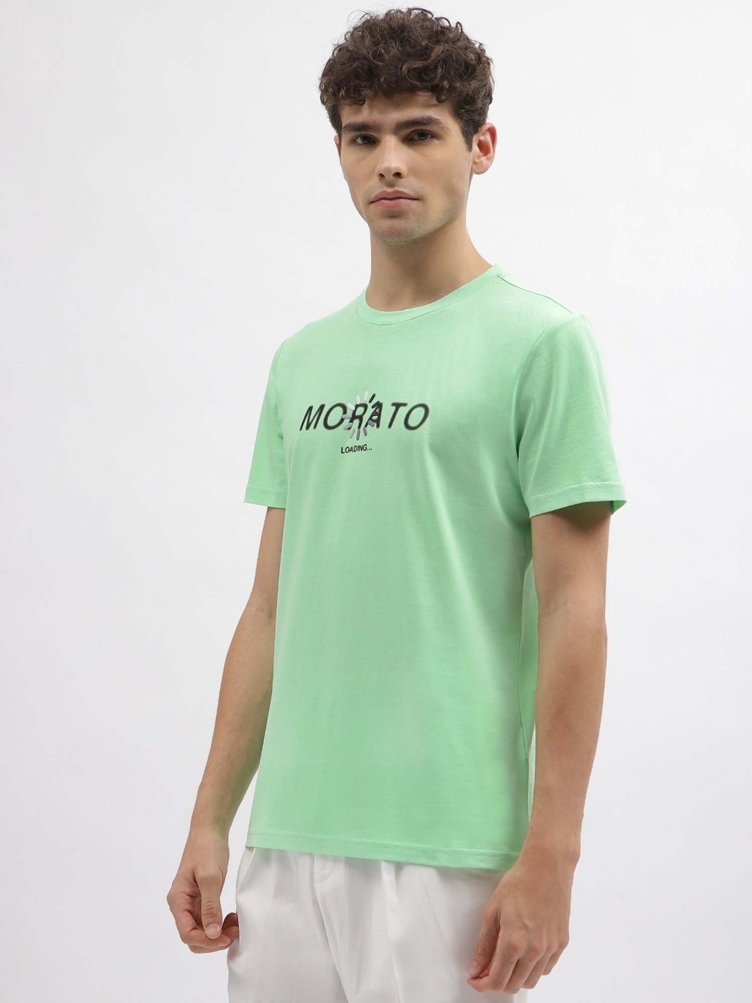 Antony Morato Green Cotton Slim Fit Printed T-Shirt