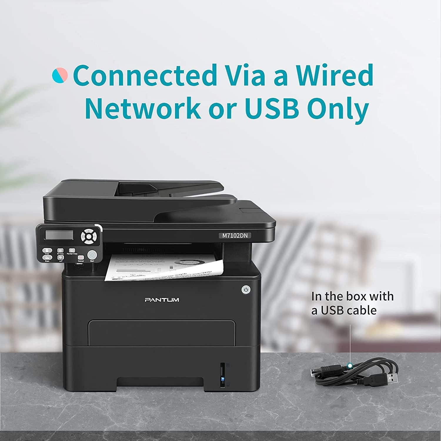 All in One Laser Printer Scanner Copier, Multifunction Black and White Printer with ADF, Auto Two Sided Printing, Built-in Ethernet, Connect with Network and USB Code Only, Pantum M7102DN