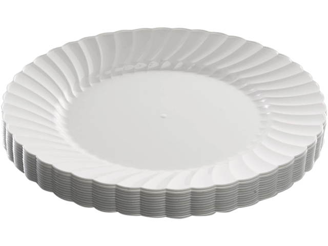 WNA WNA RSCW91512W Classicware Plastic Dinnerware, Plates, Plastic, White, 9in, 12 / Bag, 15 / Carton