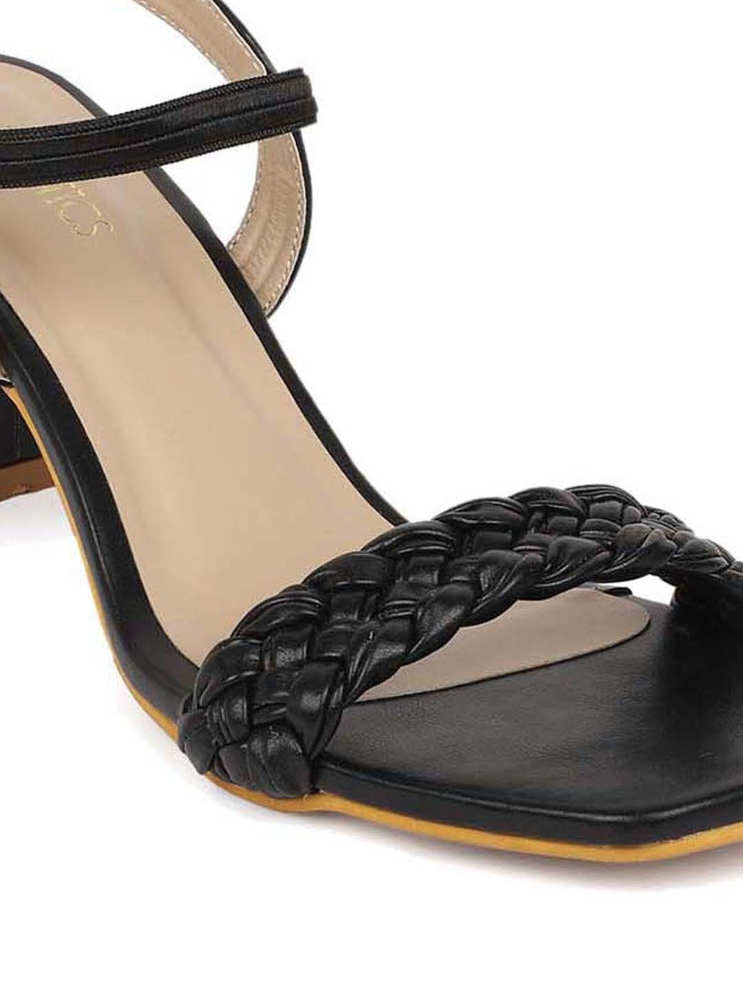 Iconics Women's Black Ankle Strap Sandals