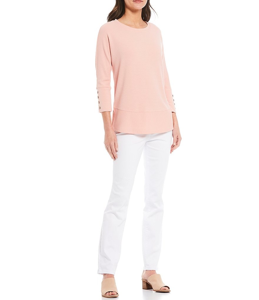 Westbound Petite Size the PARK AVE fit White Mid Rise Straight Leg Pull-On Pants