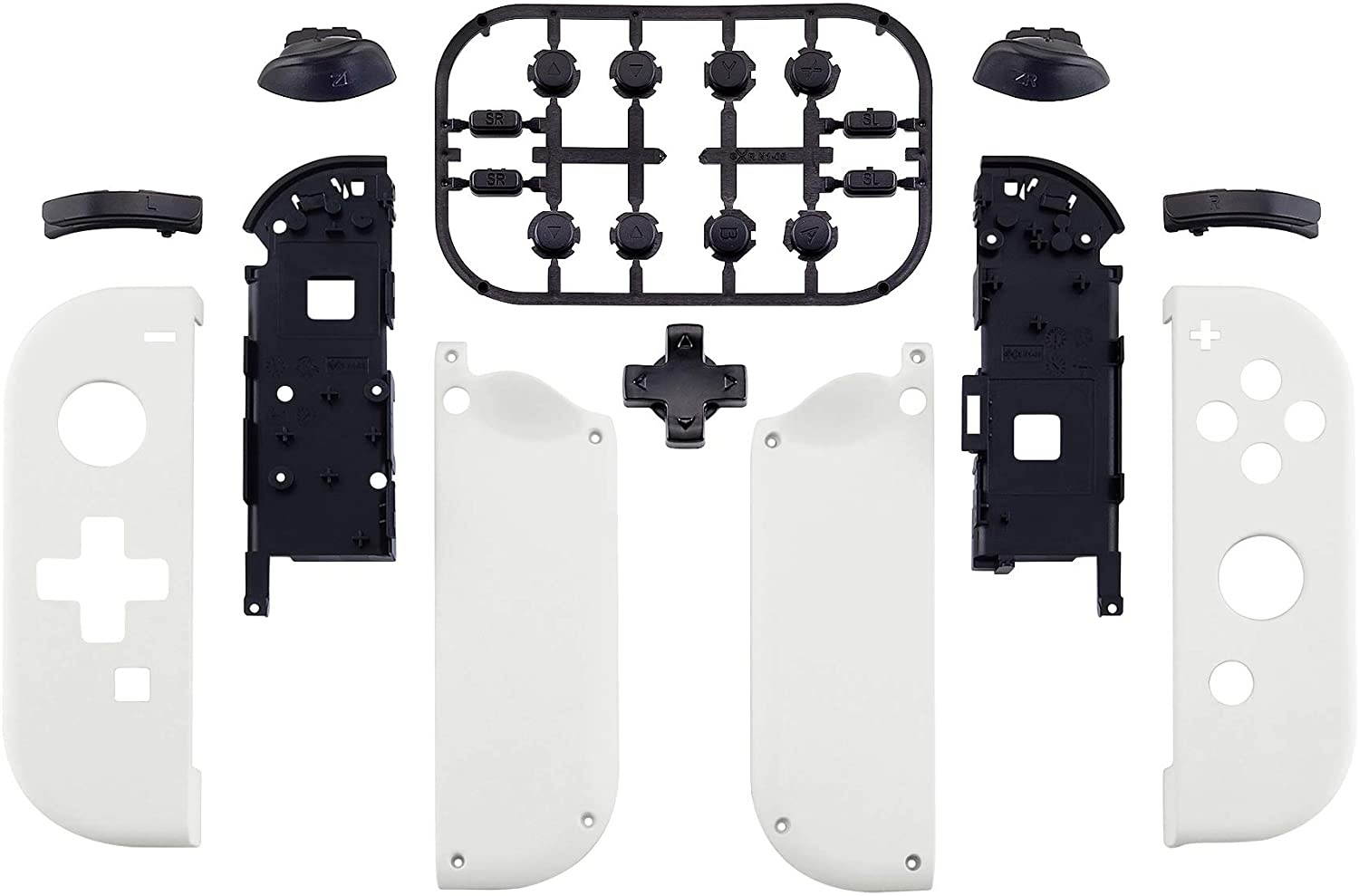 eXtremeRate Soft Touch White Joycon Handheld Controller Housing (D-Pad Version) with Full Set Buttons, DIY Replacement Shell Case for Nintendo Switch Joy-Con &ndash; Console Shell NOT Included