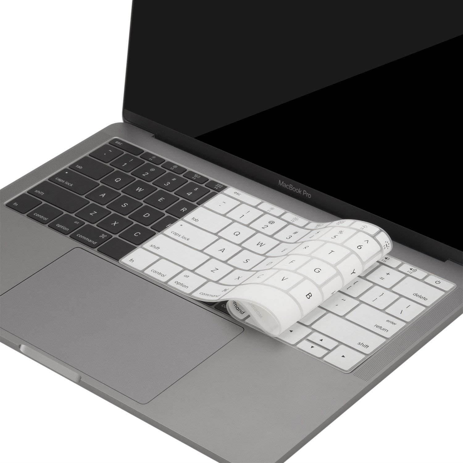 MOSISO Keyboard Cover Compatible MacBook Pro 13 Inch 2017 & 2016 Release A1708 No Touch Bar & New MacBook 12 Inch A1534 Protective Skin, White