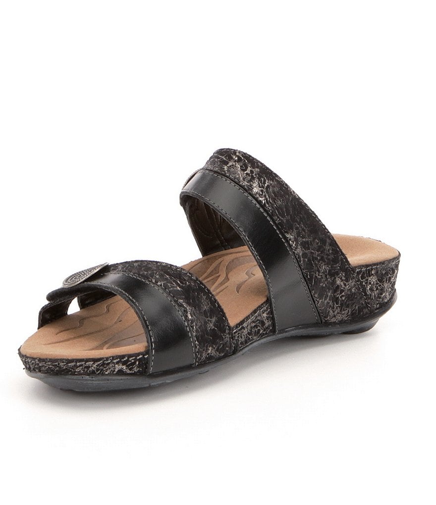 Romika Fidschi 22 Banded Snake Print Leather Slide Sandals