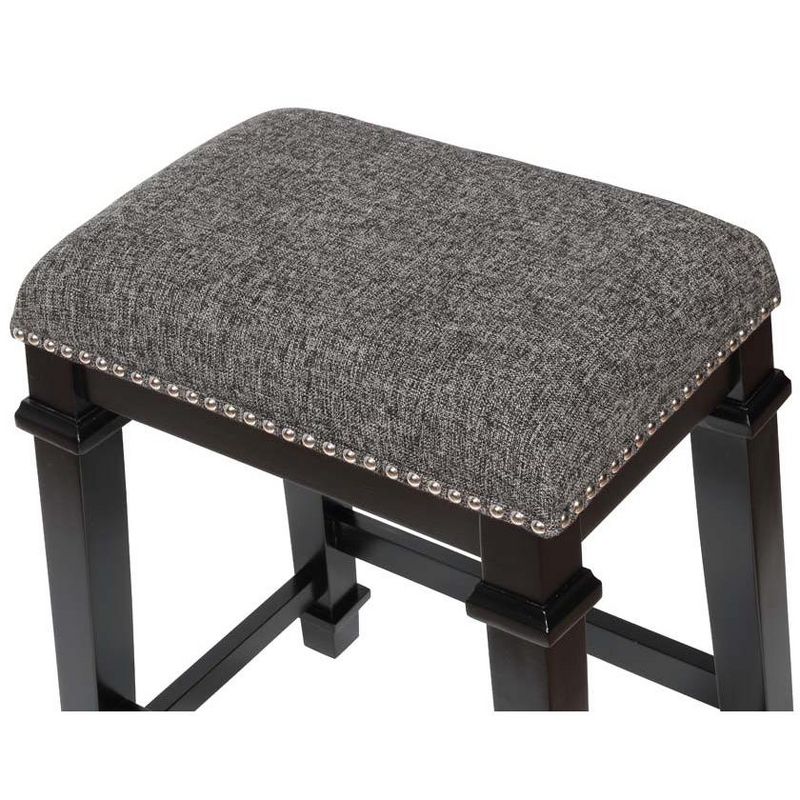 Linon Kyley Black and White Tweed Backless Bar Stool