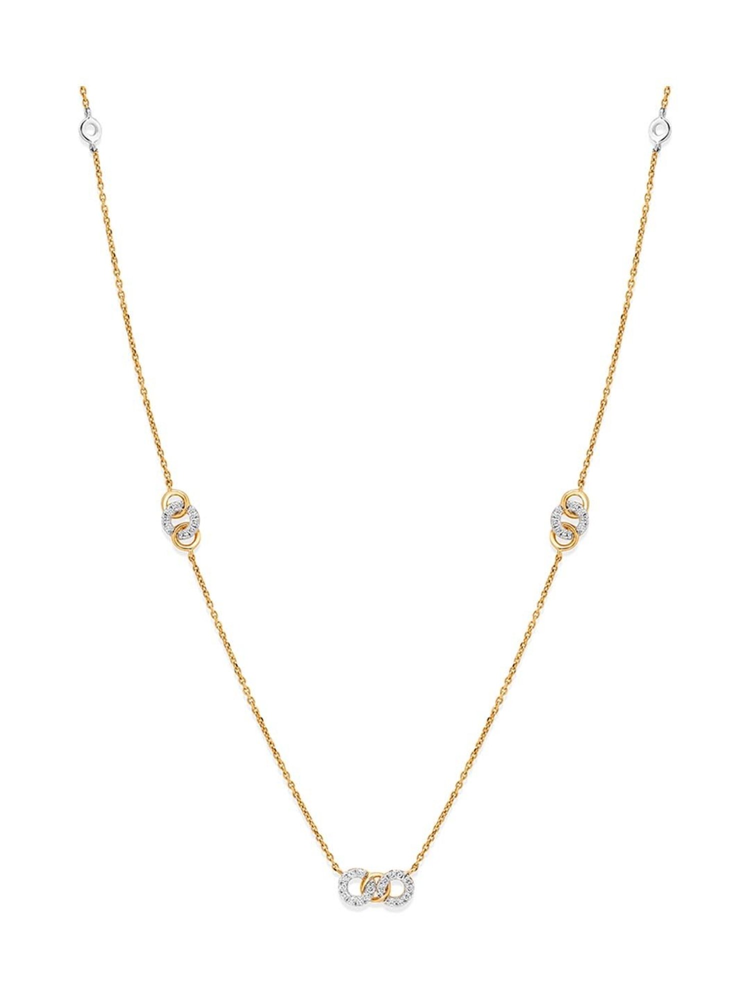 Mia by Tanishq Nature's Finest 14k Gold Sunburst Diamond Small Ring Matinee Necklace for Women