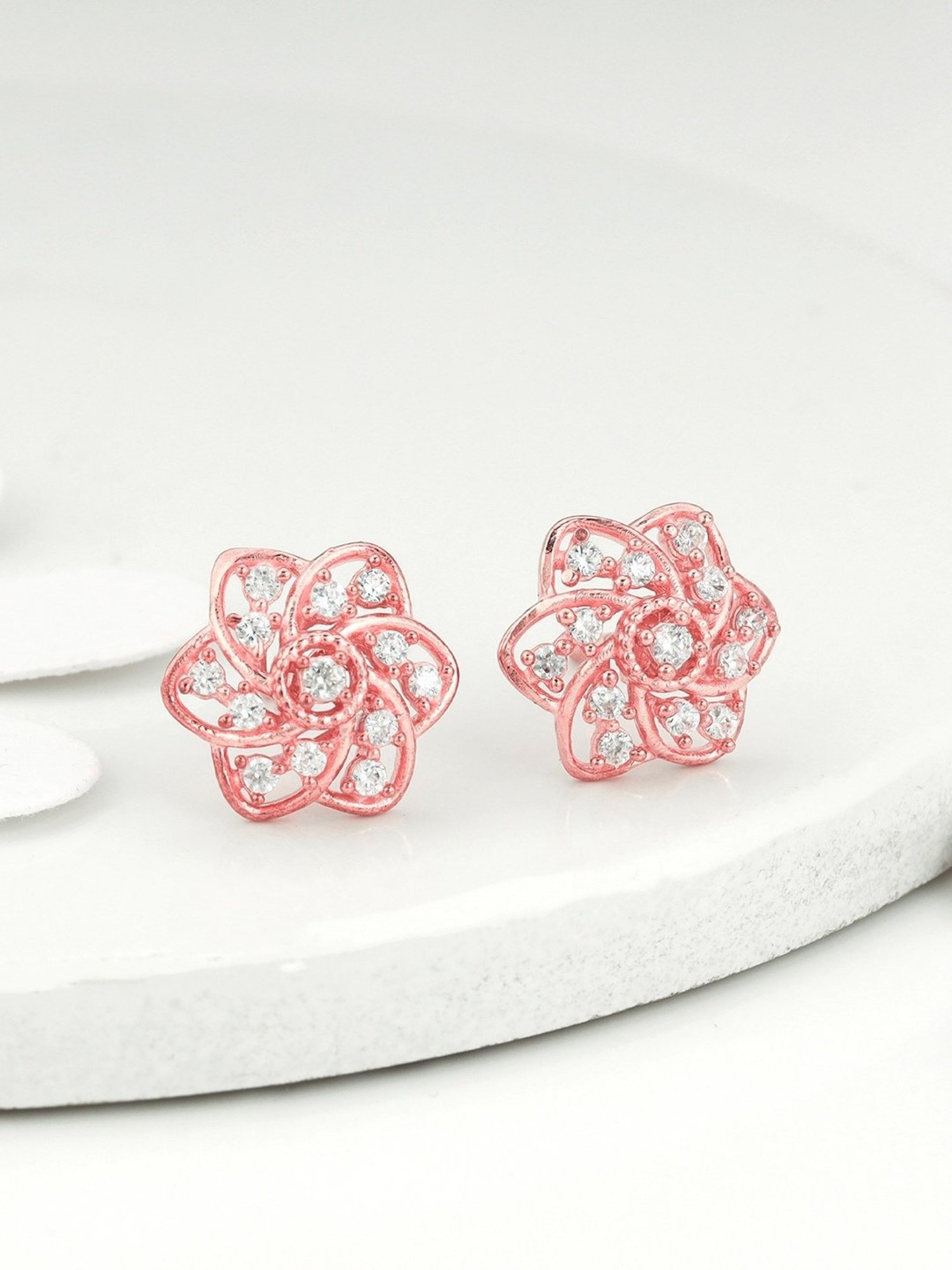 GIVA 92.5 Sterling Silver Flowery Blossom Stud Earrings for Women