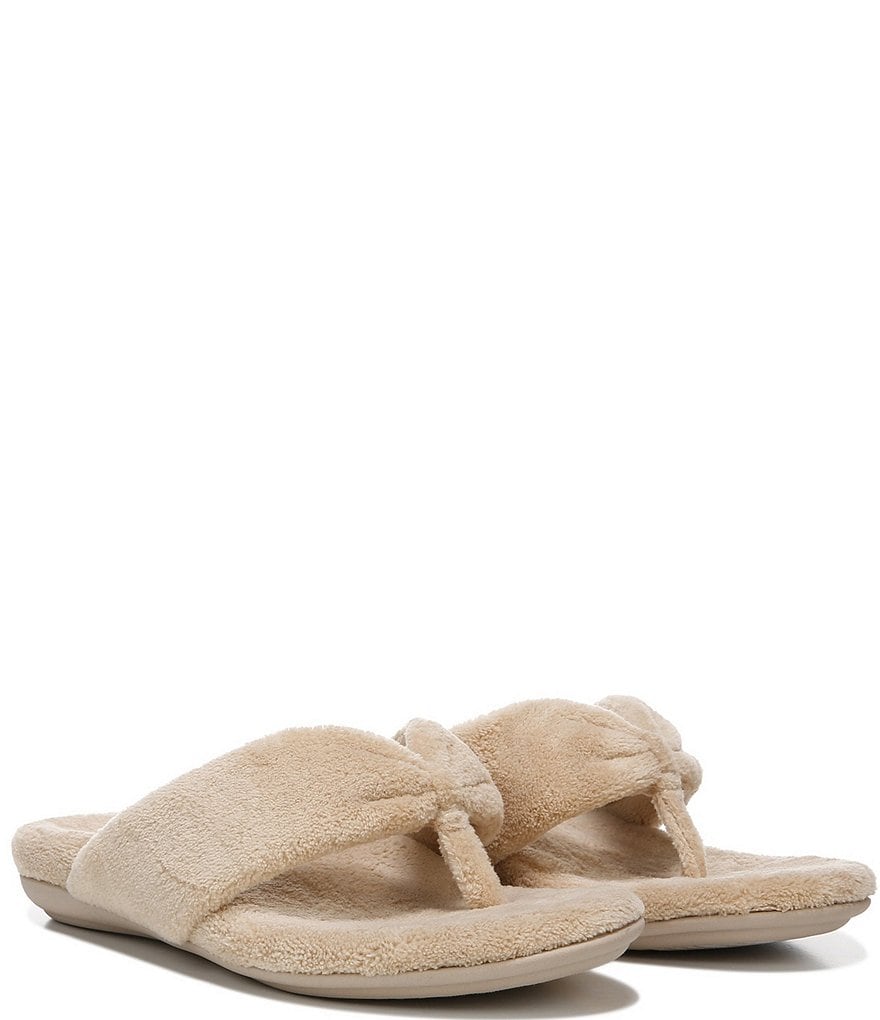 Vionic Lydia Washable Plush Terry Cloth Thong Slippers