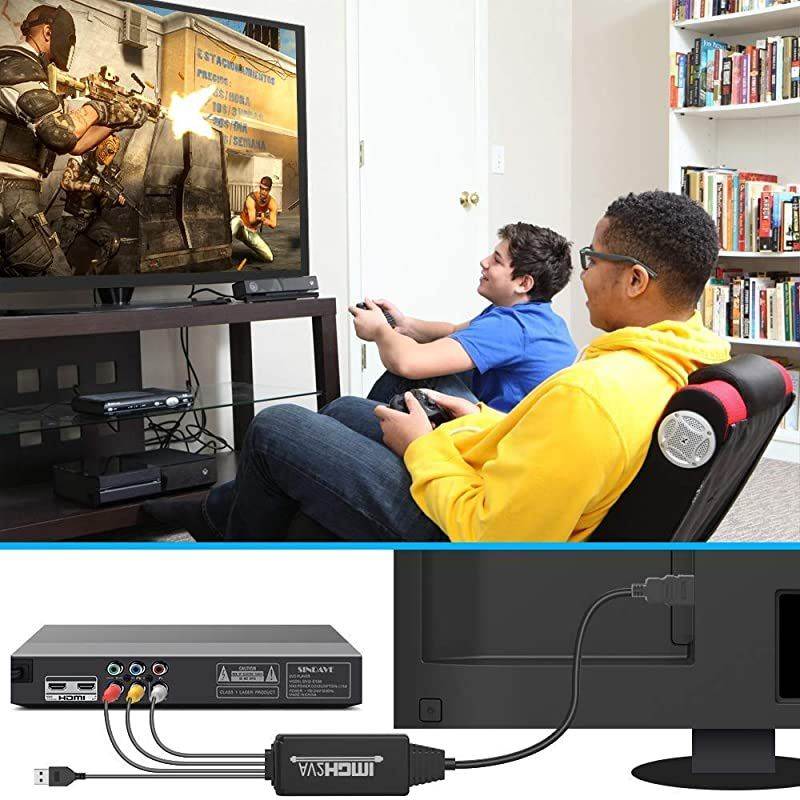 to HDMI, to HDMI Converter, Audio Converter with USB Charge Cable, Mini AV 3CVBS Composite Cable to 1080P HDMI Adapter Supporting Laptop PAL NTSC PC PS3 PS4 TV STB VHS VCR Camera DVD