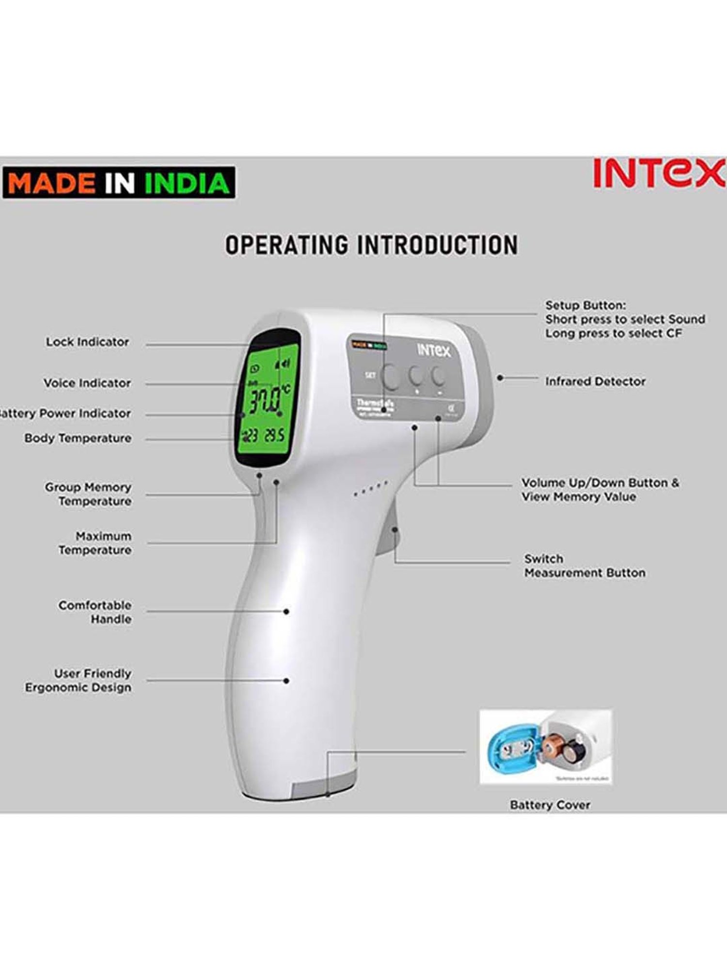 Intex Digital Infrared Thermometers (White and Grey)