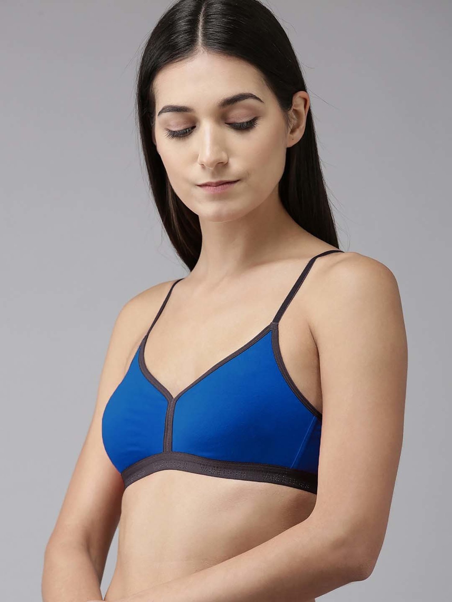 AROUSY Blue & Black Cotton T-Shirt Bra - Pack Of 2