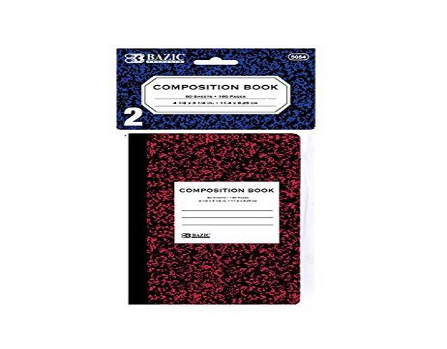 Bazic 5054- 24 80 Ct. 4.5 in. x 3.25 in. Mini Marble Composition Book- Pack of 24