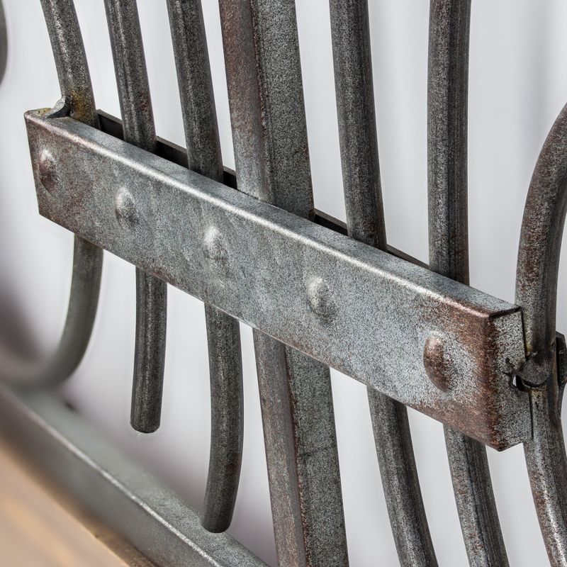 28" x 24" Rustic Arched Wood and Metal Wall Decor Brown - American Art Decor