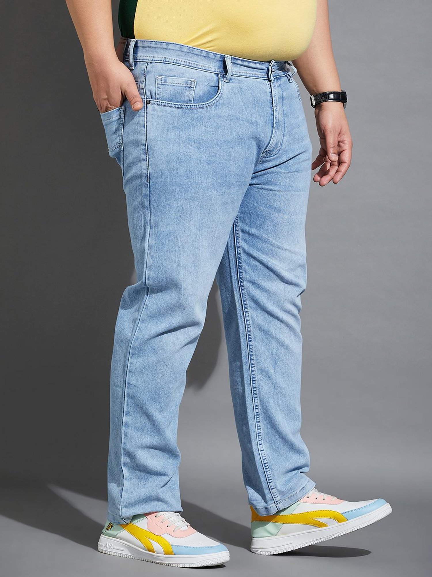 Bigbanana Plus Size Blue Cotton Regular Fit Jeans