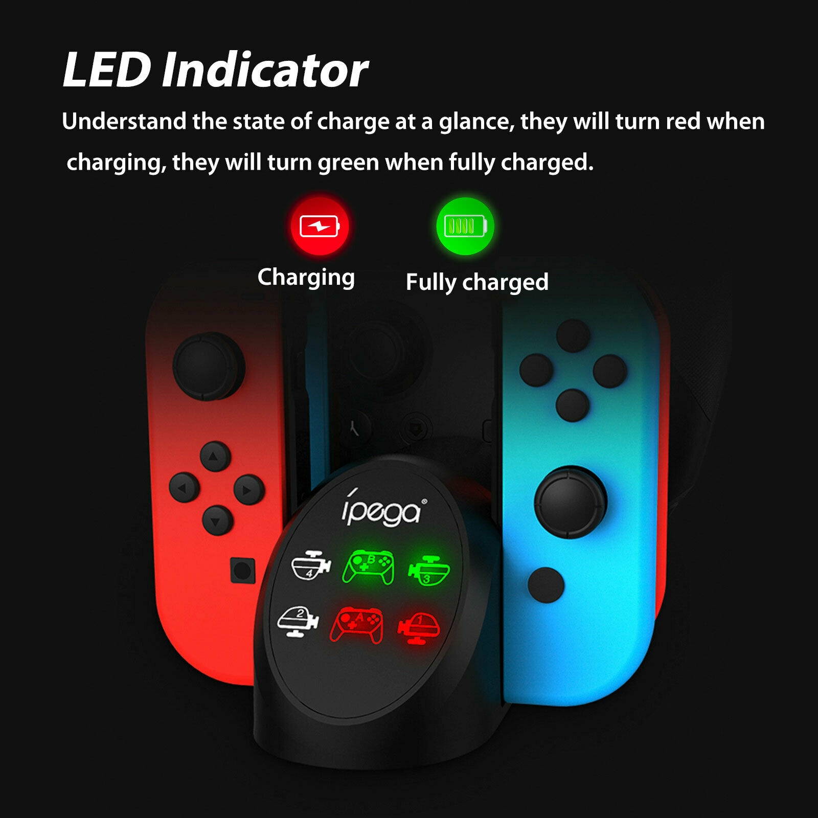Upgraded LED Fast Charging Docking Stand For Nintendo Switch Controller Joy-con