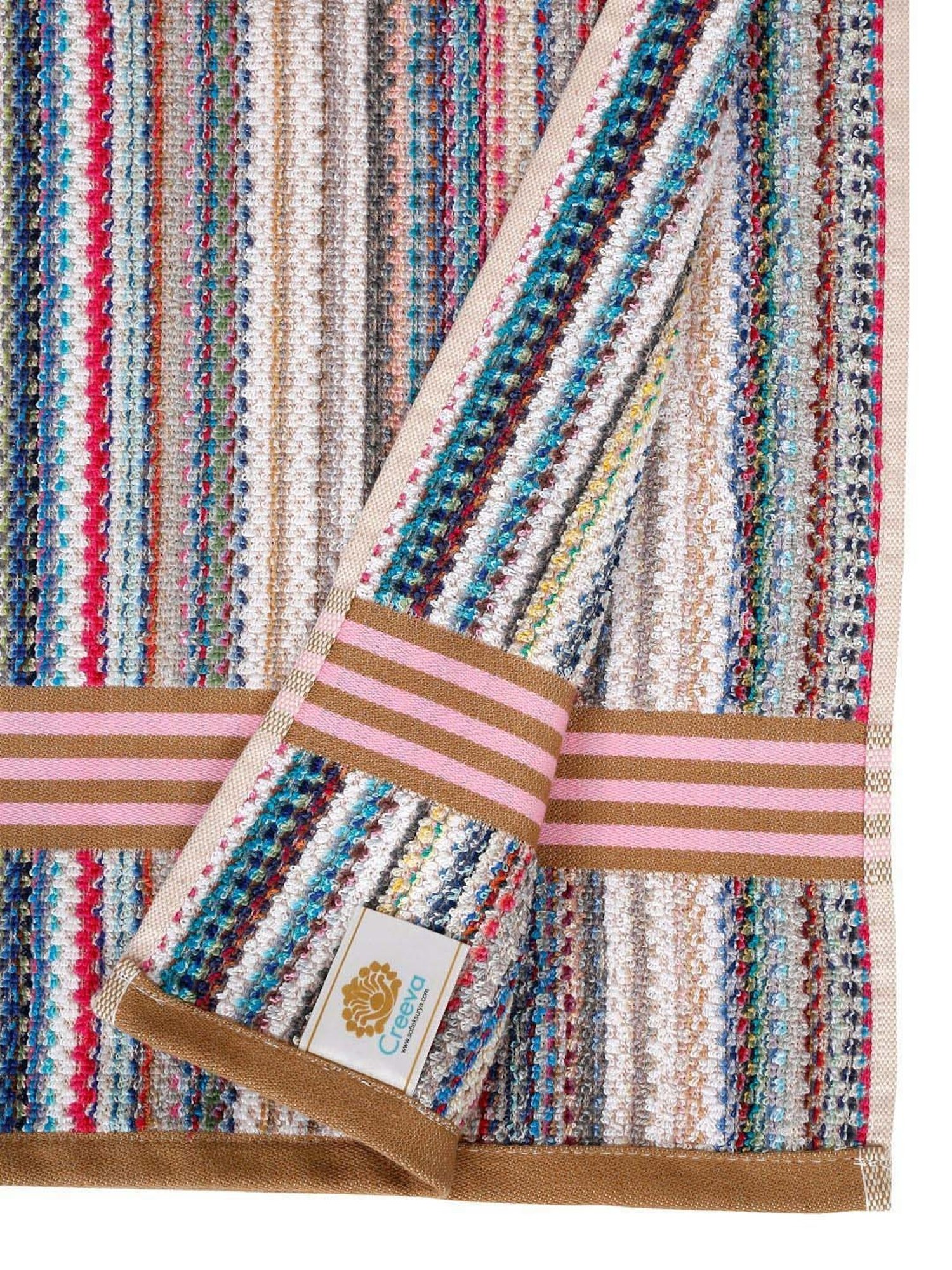 Creeva Popcorn Multicolor Cotton 500 GSM Weave Bath Towel