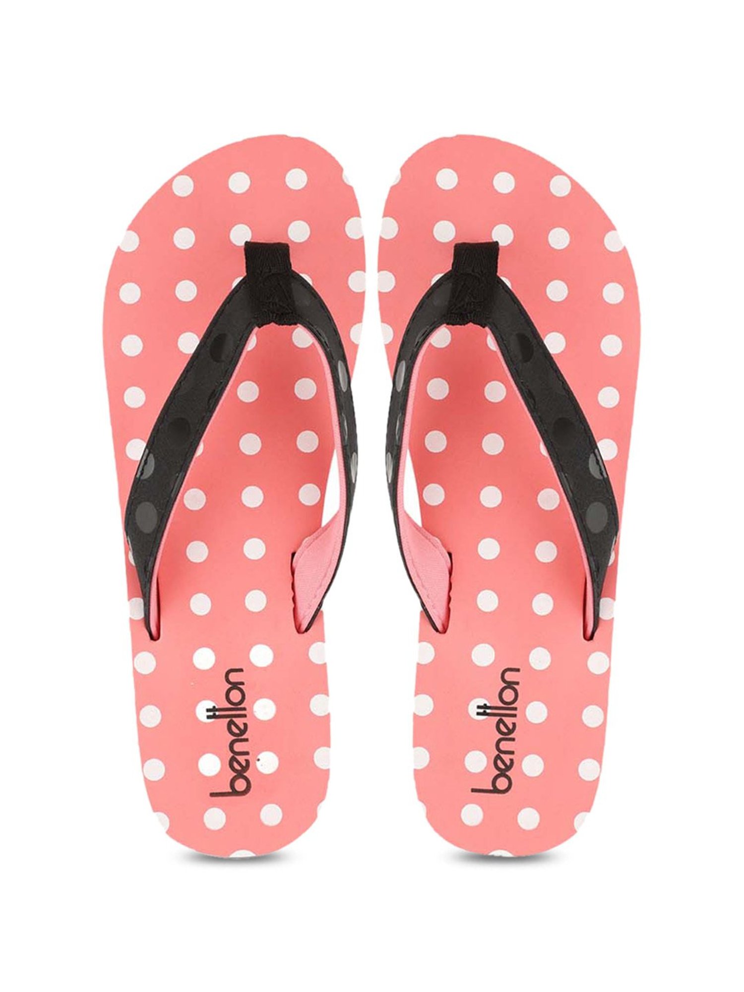 United Colors of Benetton Women's Black & Coral Flip Flops