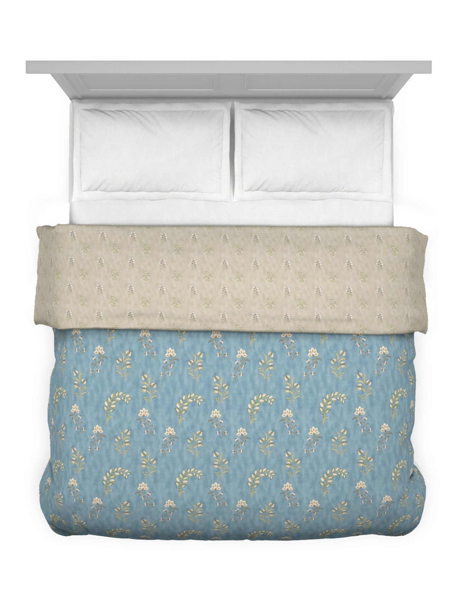 DDecor Floral Blue 150 TC Cotton Queen Reversible Dohar