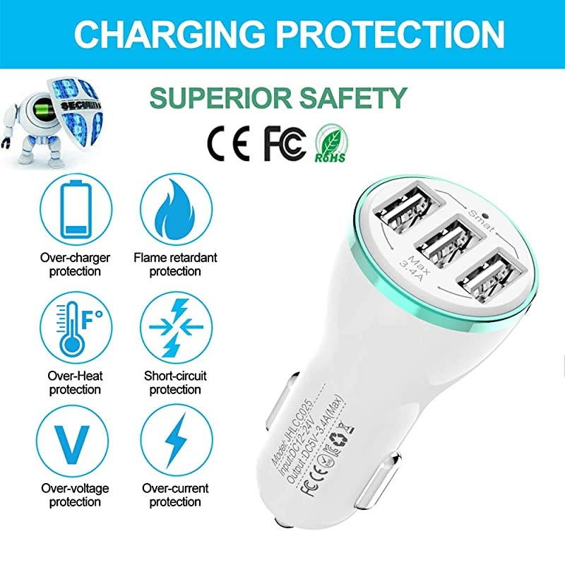 USB Car Charger[2-Pack],24W/4.8A Rapid Car Charger Compatible with Phone 12(Pro Max)/12 mini/11 Pro Max/Xs/Xs max/Xr/X/8,G.alaxy Note S10/S9/S8 and More