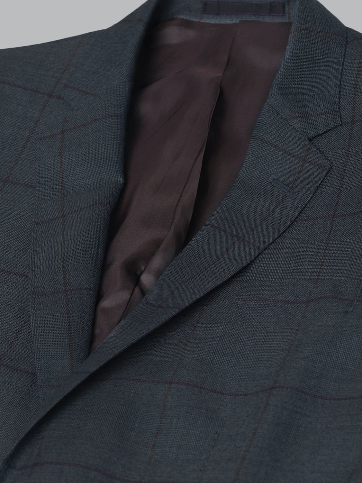 Luxure By Louis Philippe Grey Slim Fit Checks Two Piece Suit