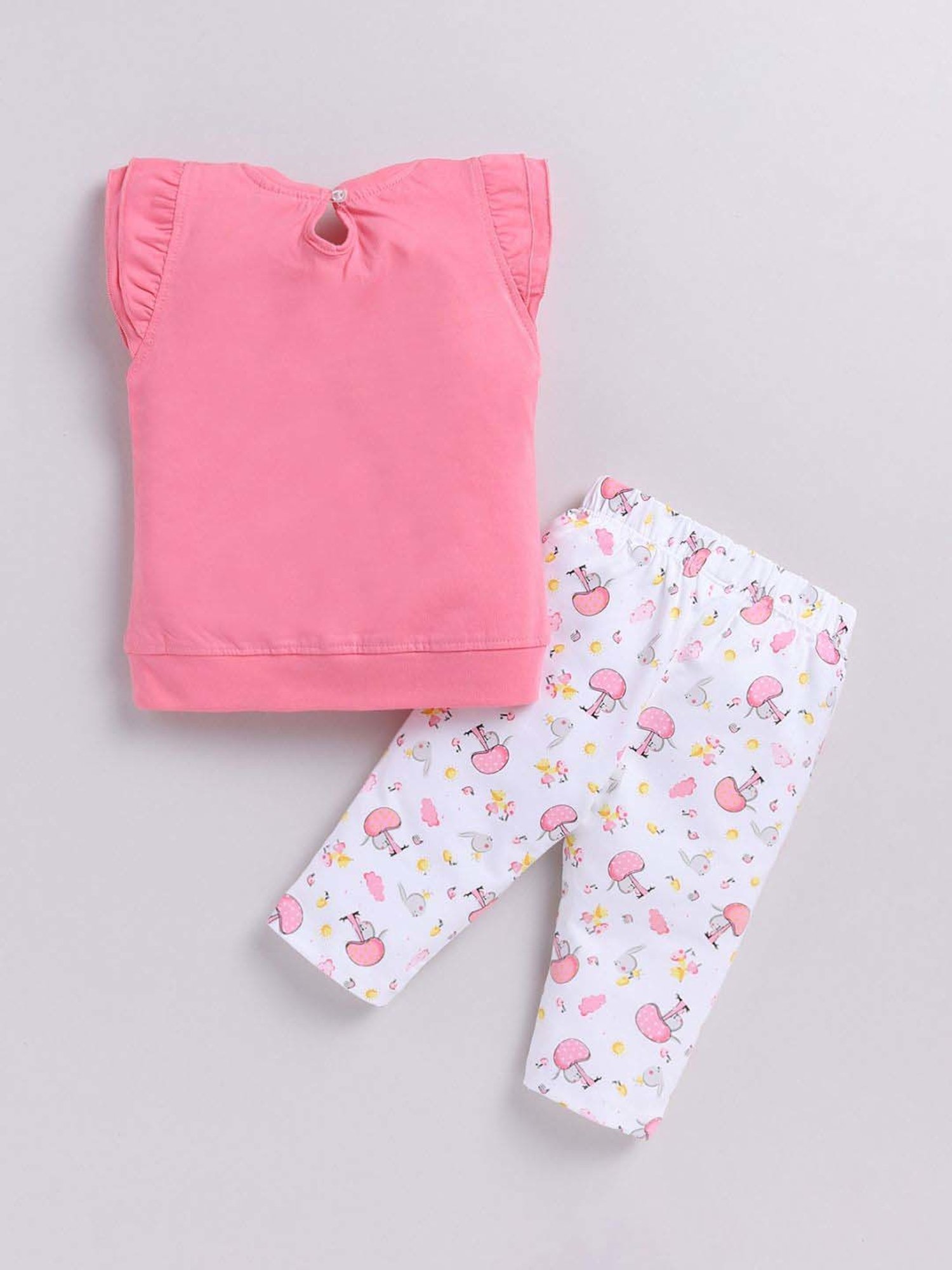 ANNIE Girls Pink Cotton Printed Co-ord set
