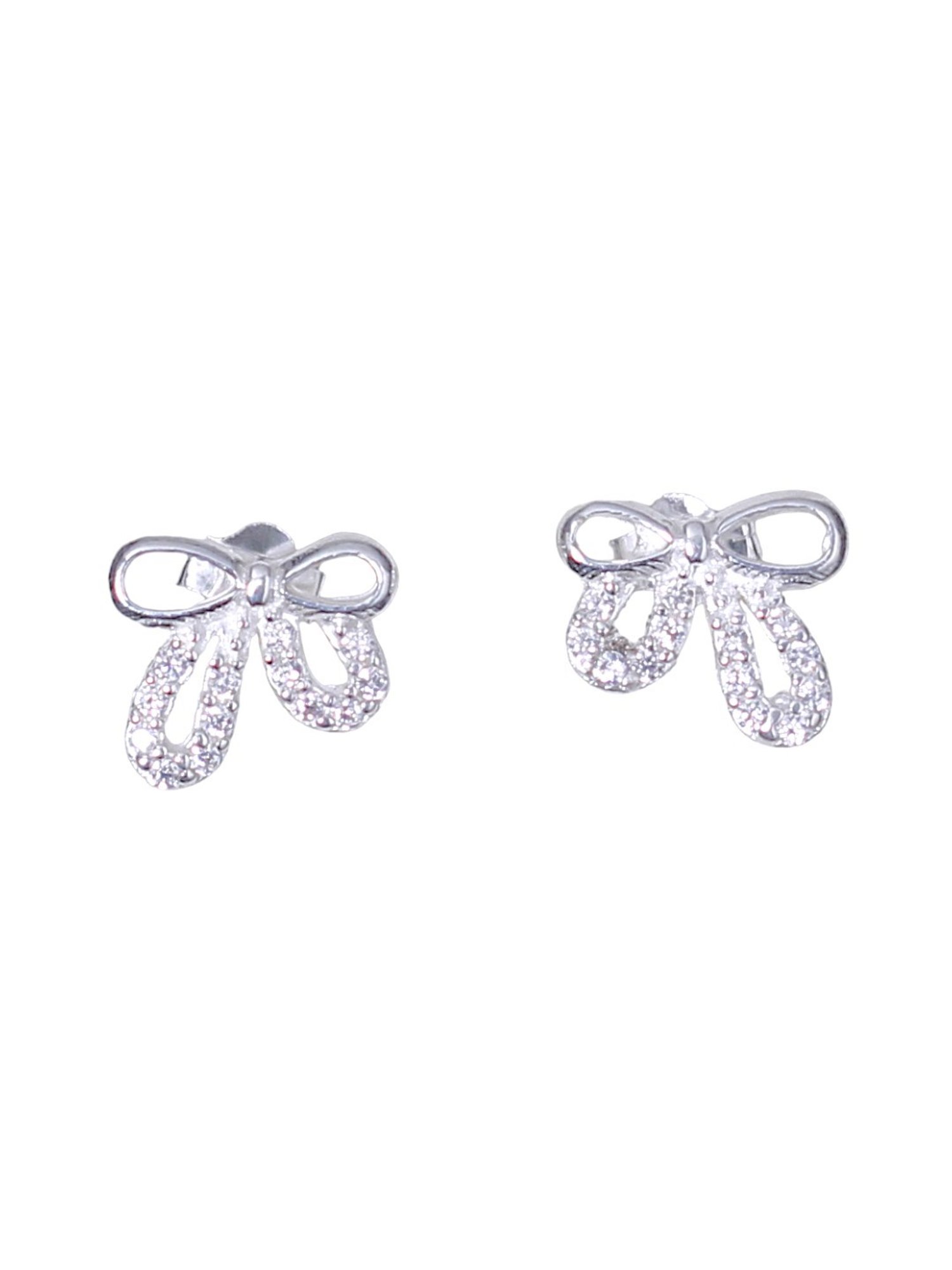 Taraash 925 Sterling Silver Bow-Shaped CZ Stud Earrings for Women