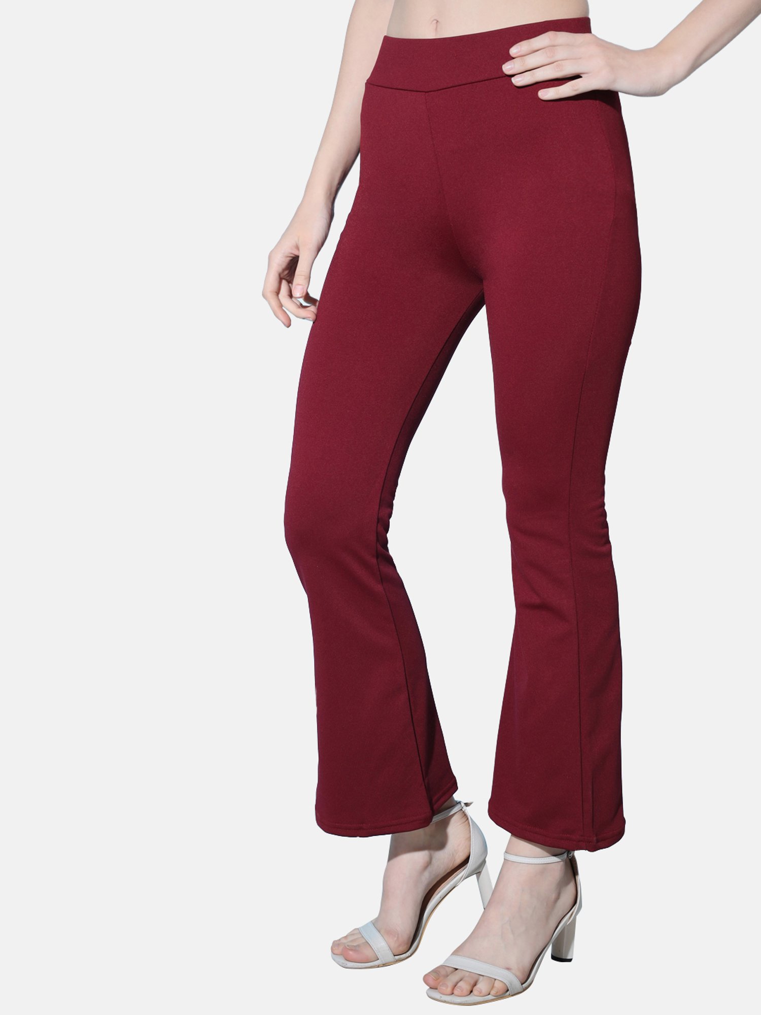 BUYNEWTREND Maroon Mid Rise Trousers