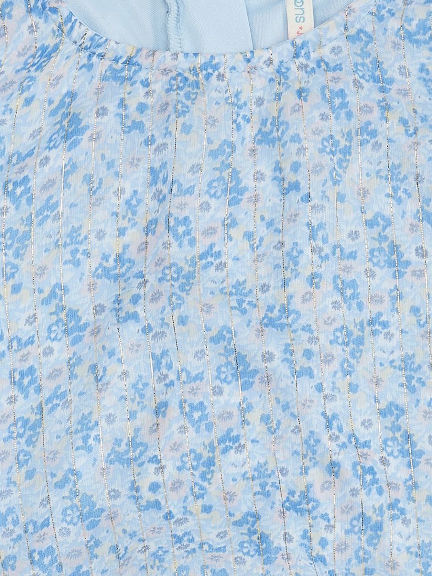 Pantaloons Junior Blue Cotton Floral Print Dress