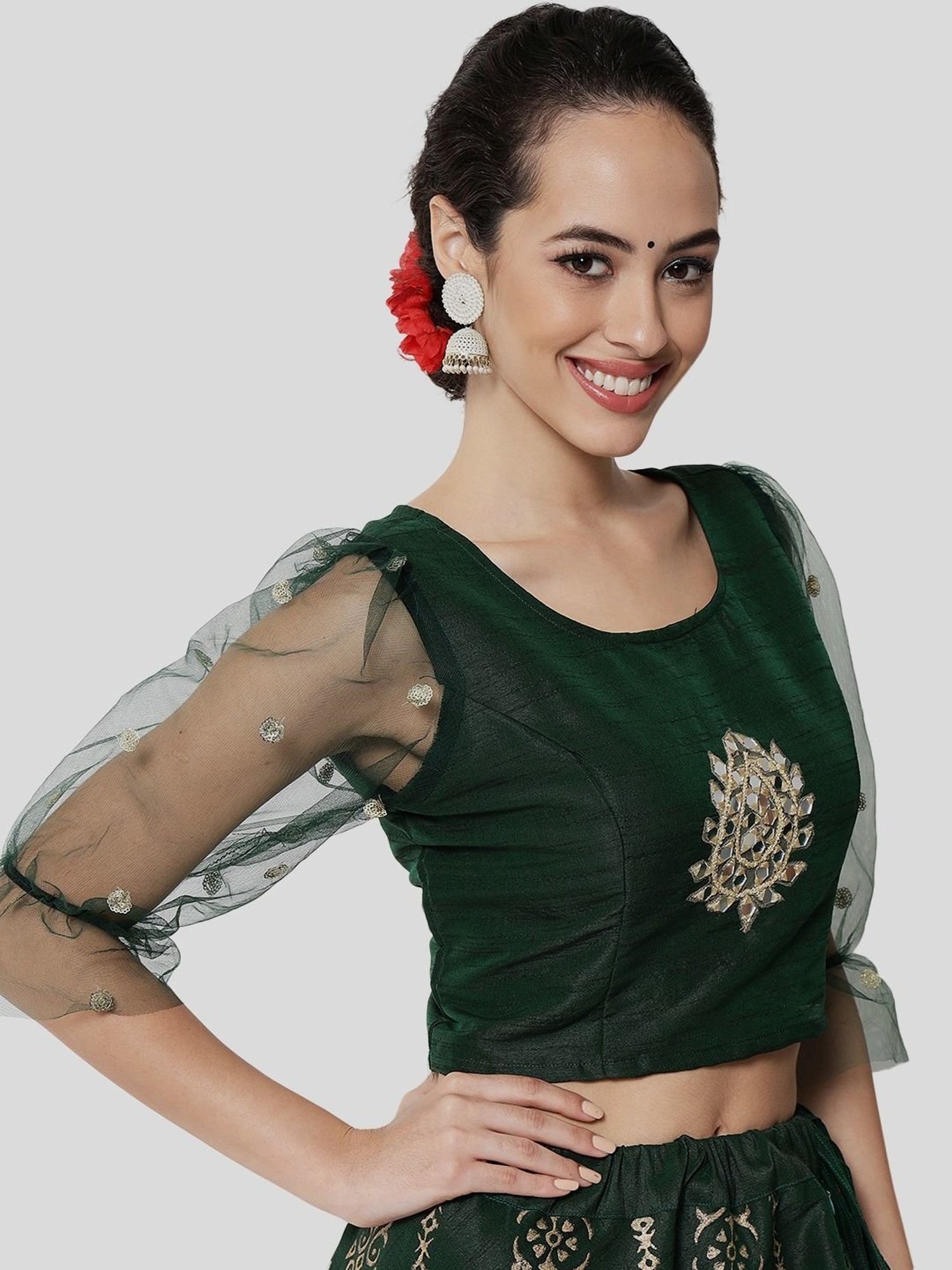 studiorasa Green Embroidered Choli