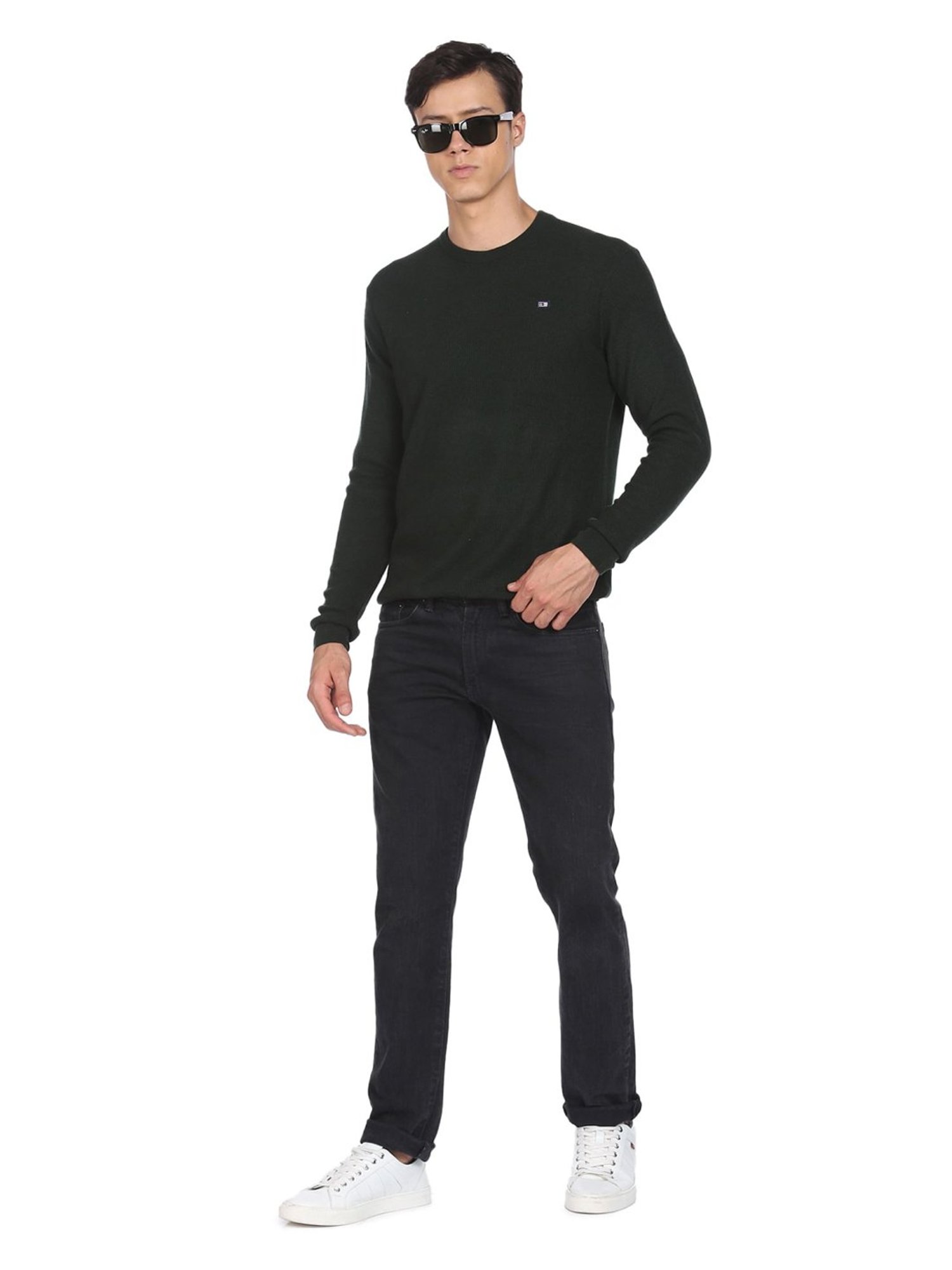 Arrow Sport Dark Green Regular Fit Sweater