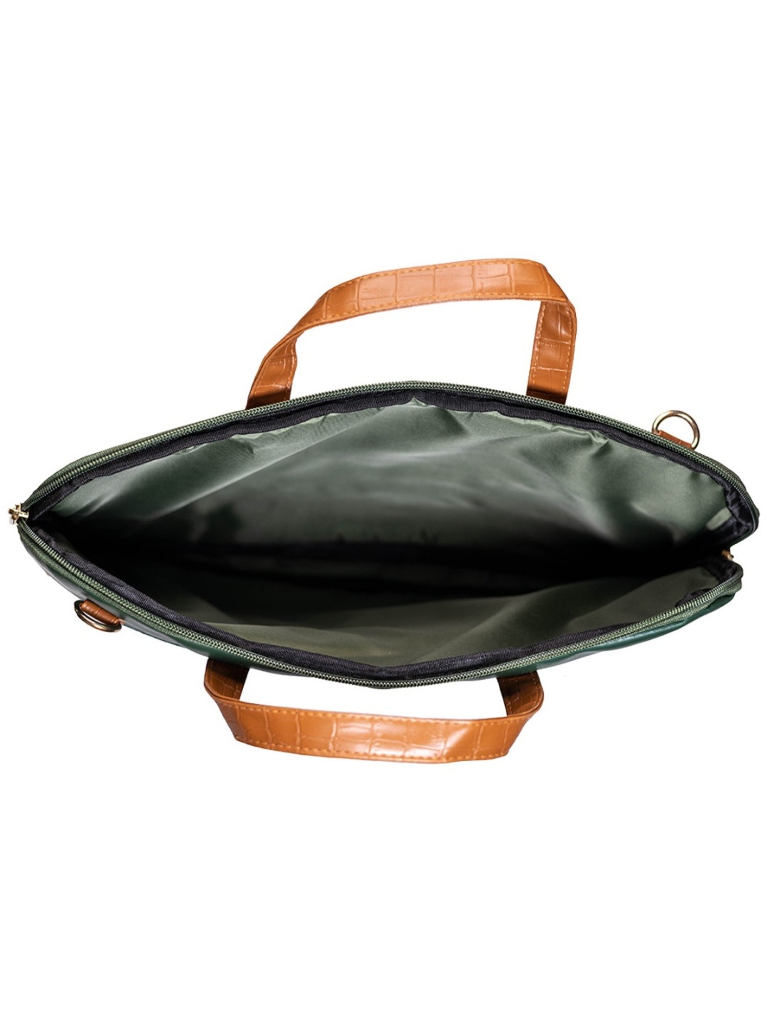 Man Arden Green & Tan Animal Effect 14 inch Medium Leather Laptop Bag