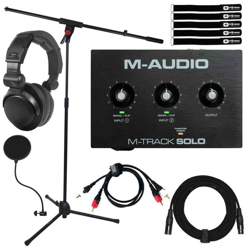 M-Audio M-TRACK SOLO 2-Channel USB Audio Interface w Headphones & Stand