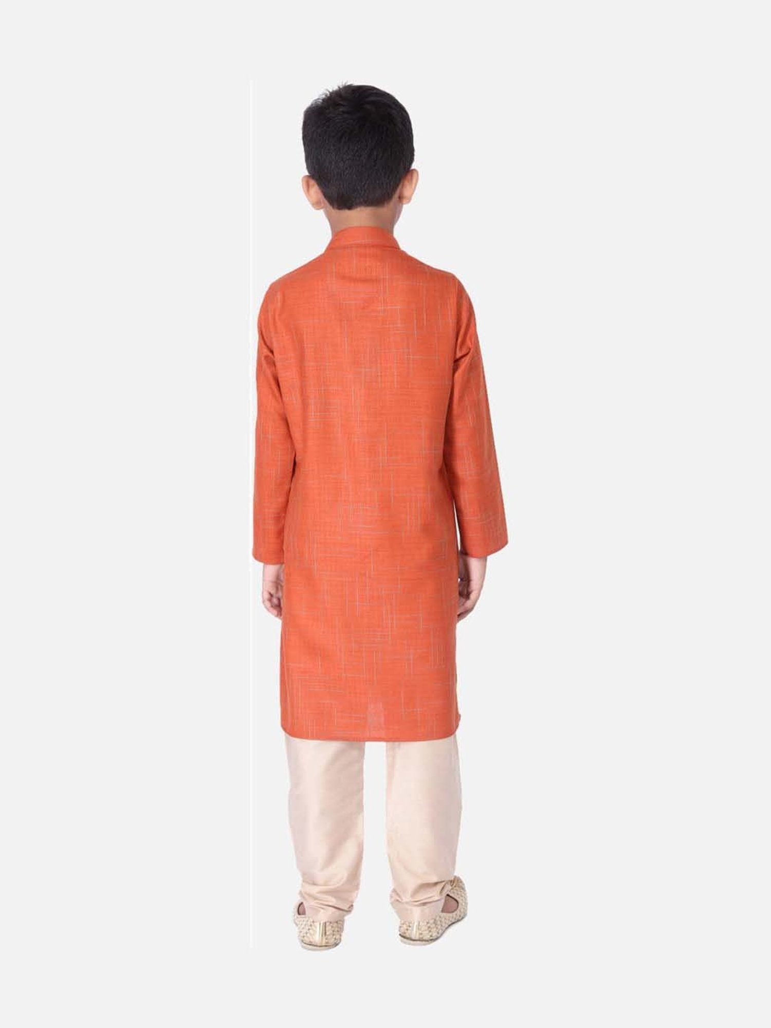 TABARD Kids Orange & Beige Cotton Printed Kurta Set