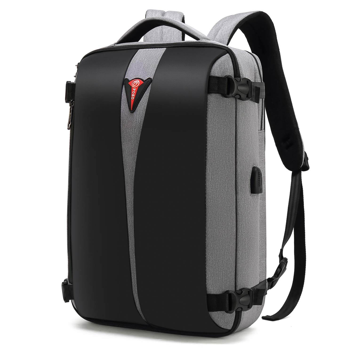 LUOM Laptop Backpack 15.6 Inch Stylish School Computer Backpack Casual Daypack Laptop Bag Water Repellent Nylon Business Bag Tablet with USB Port for Travel/Business/College/Women/Men-Gray