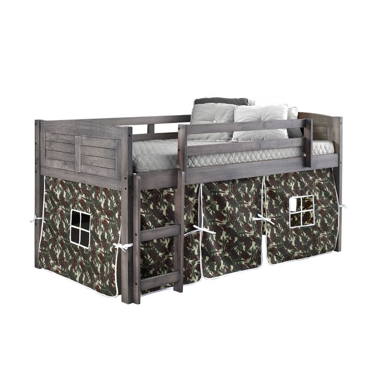Louver Low Loft with Tent Kit Antique Gray/Green Camo - Donco Kids