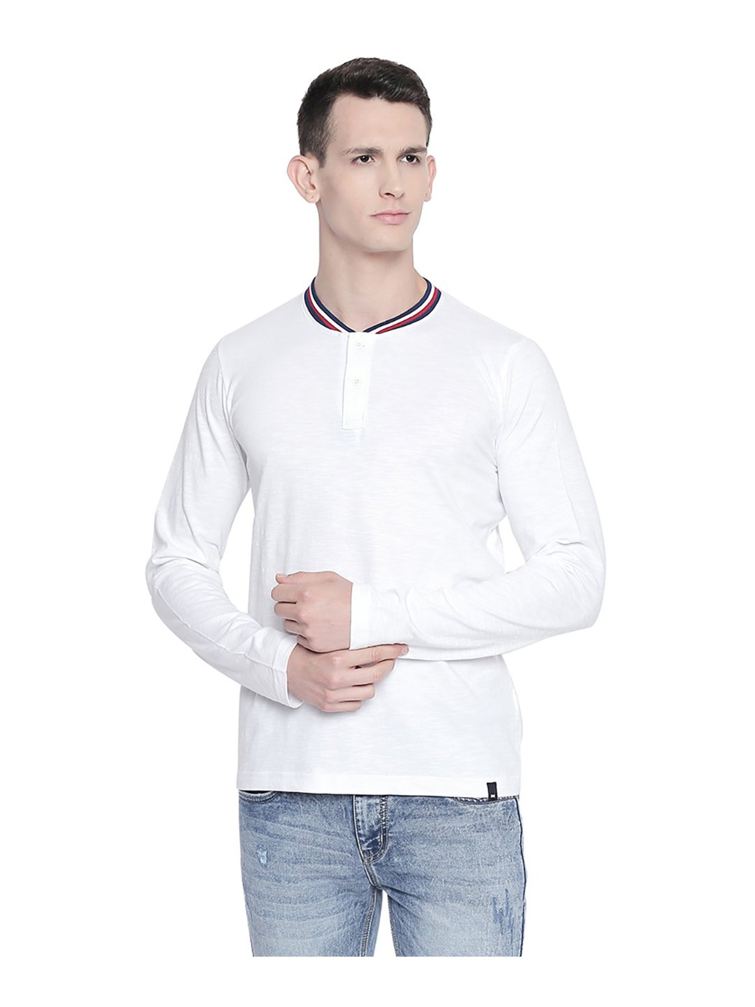 Basics White Henley T-Shirt
