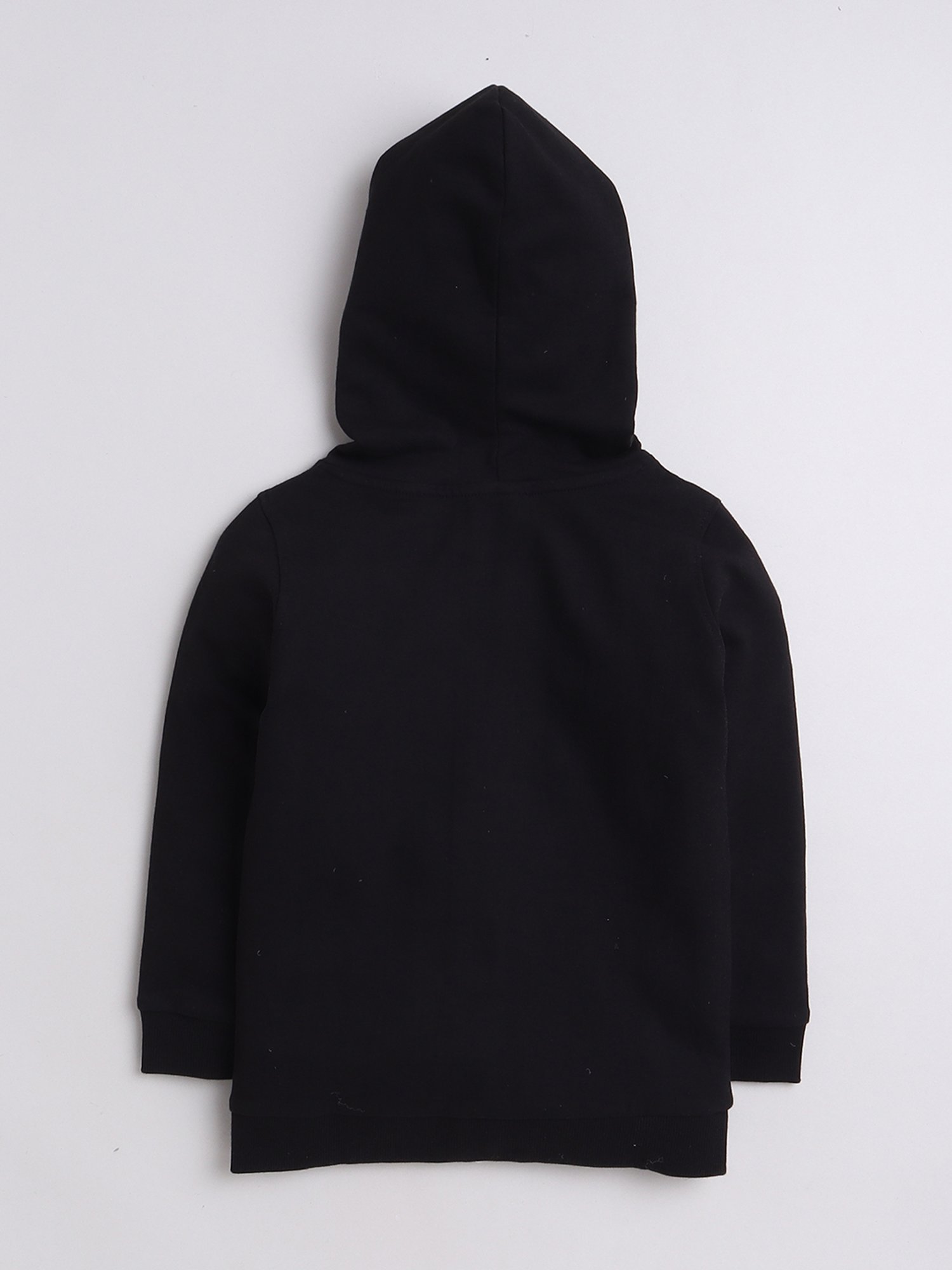 Bumzee Boys Black Printed Full Sleeves Hooded Sweatshirt