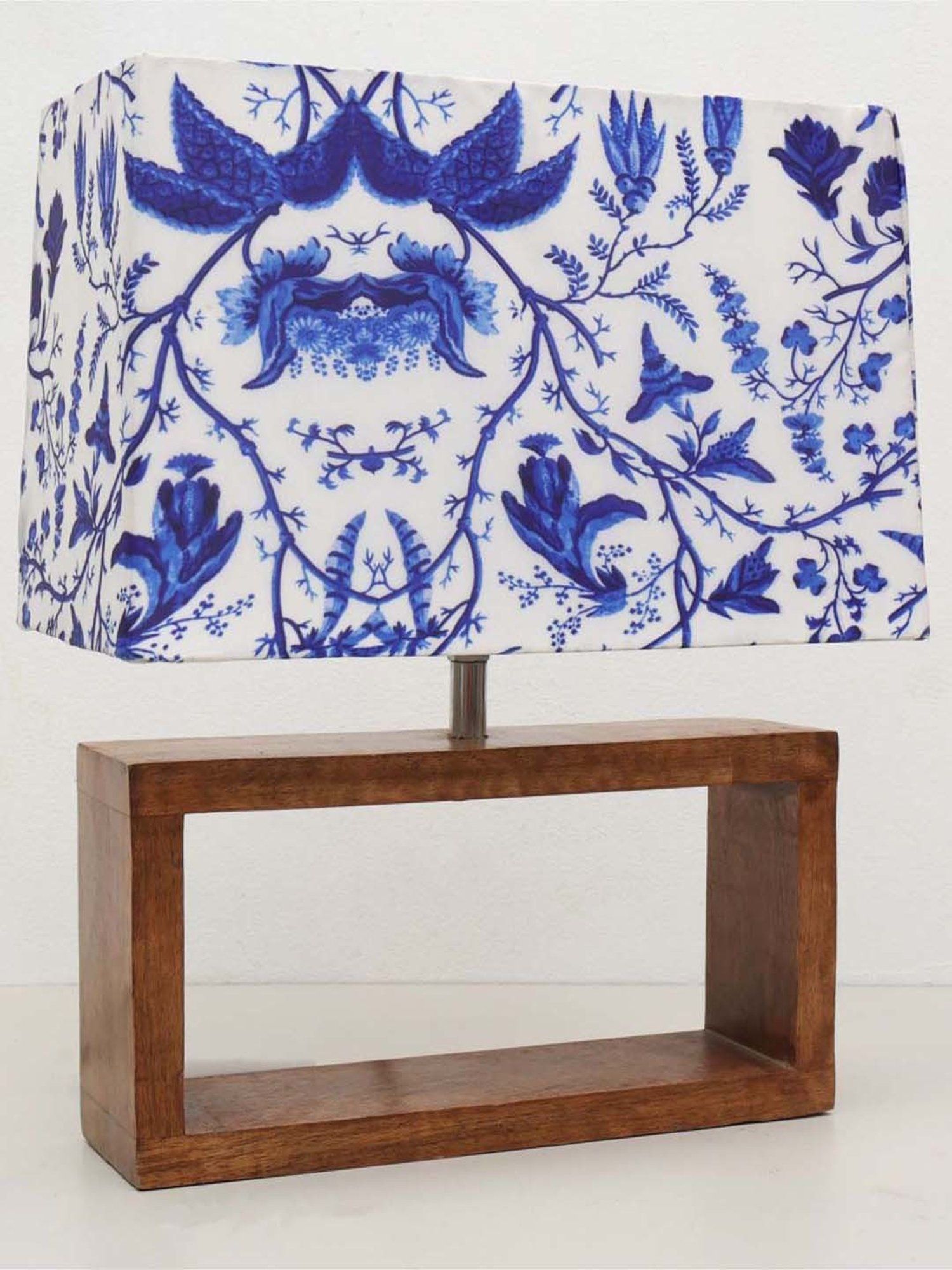 Homesake Blue & Brown Wood Bedside Desk Nightstand Table Lamp