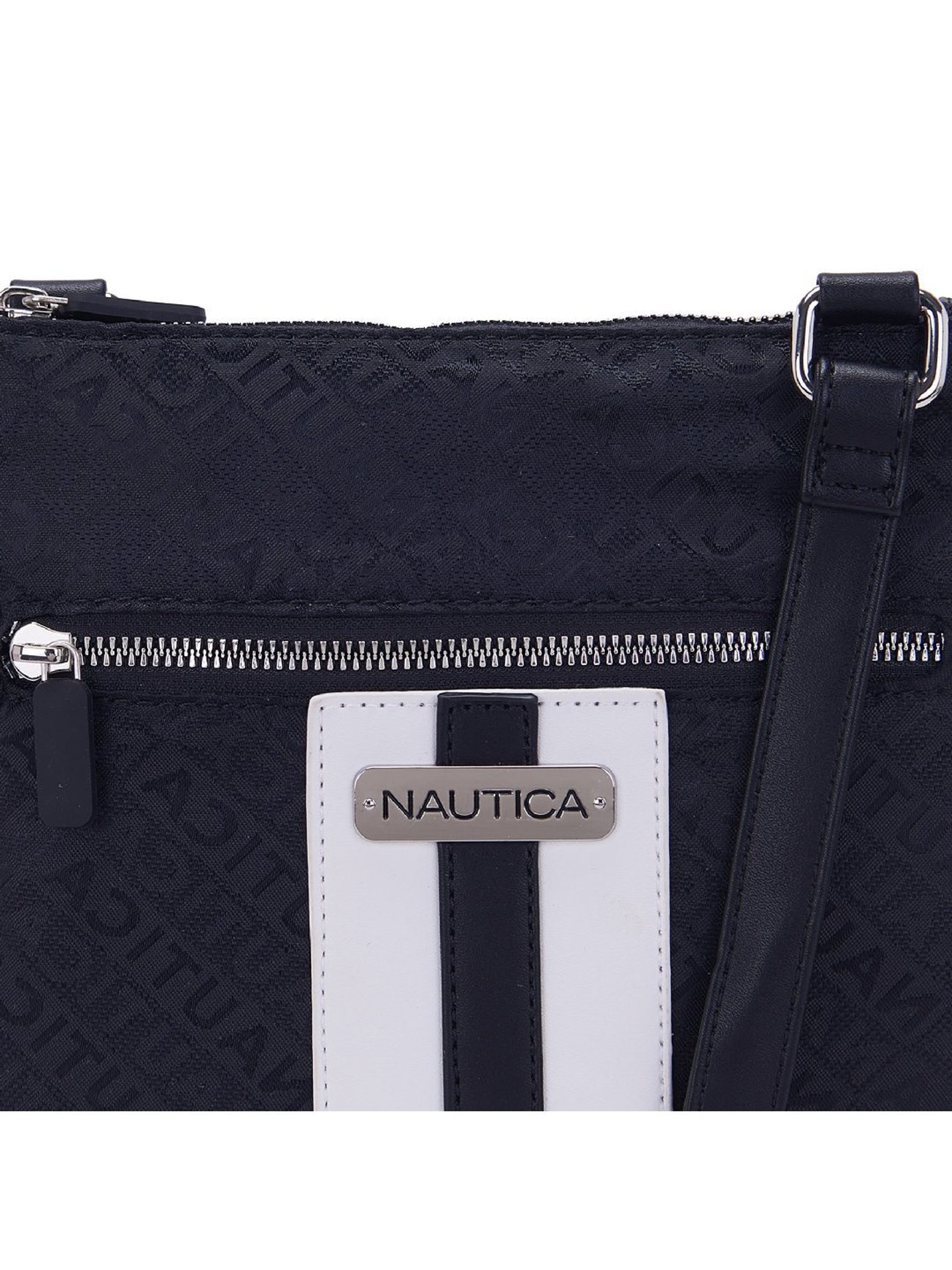Nautica Black Striped Medium Sling Handbag