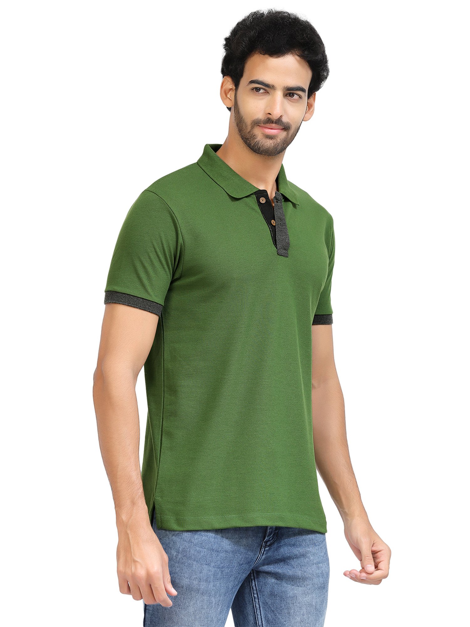 Kalt Green Regular Fit Polo T-Shirt