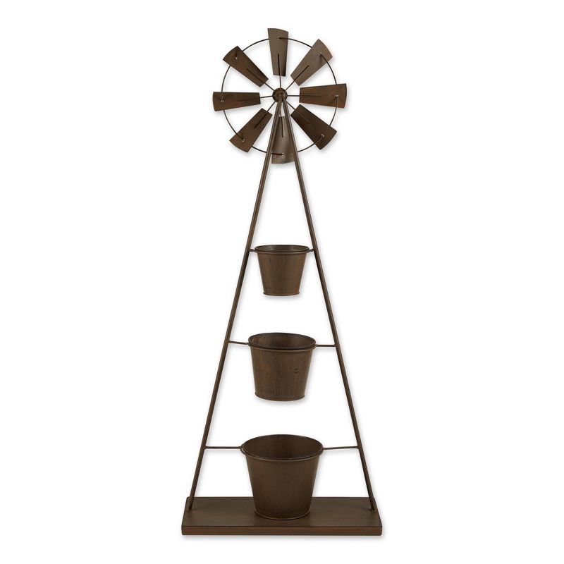 18.5" Indoor/Outdoor Metal Windmill Plant Stand Black - Zings & Thingz