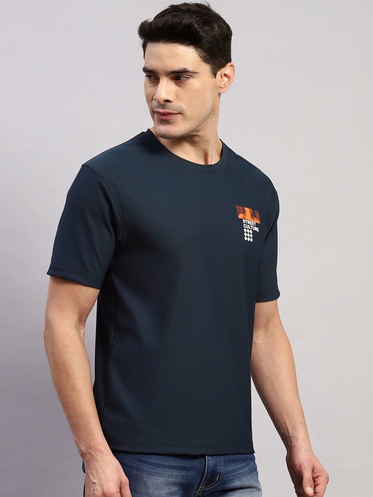 Rock.It Navy Regular Fit Printed T-Shirt