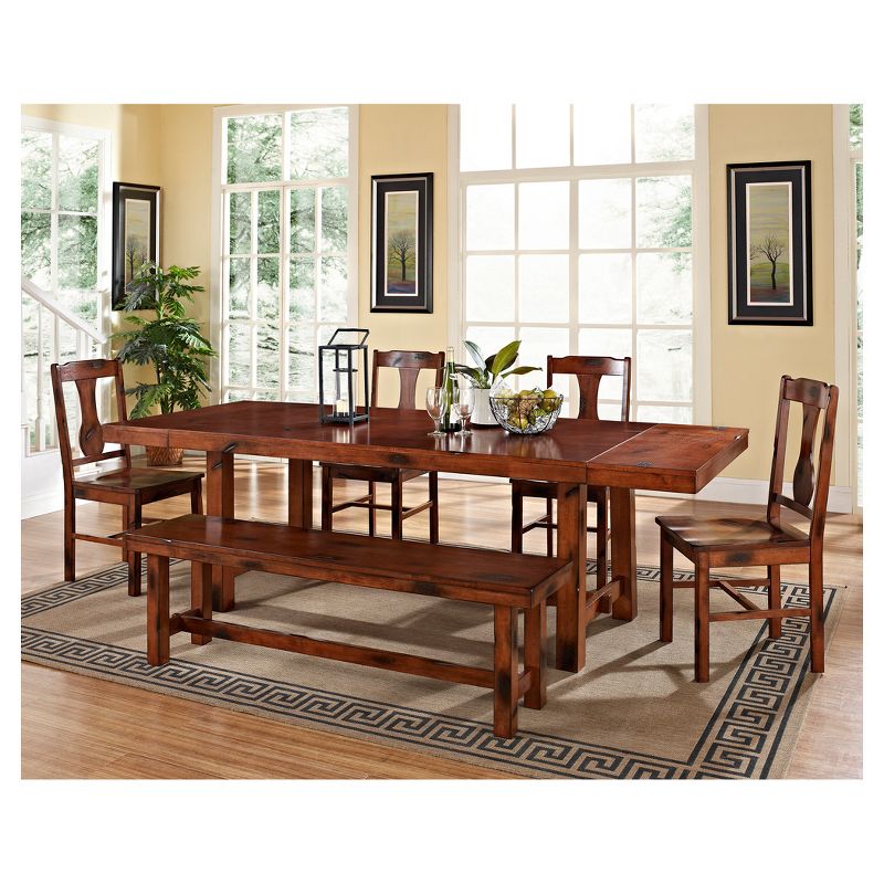 Set of 2 Traditional Distressed Wood Dining Chairs Dark Oak - Saracina Home