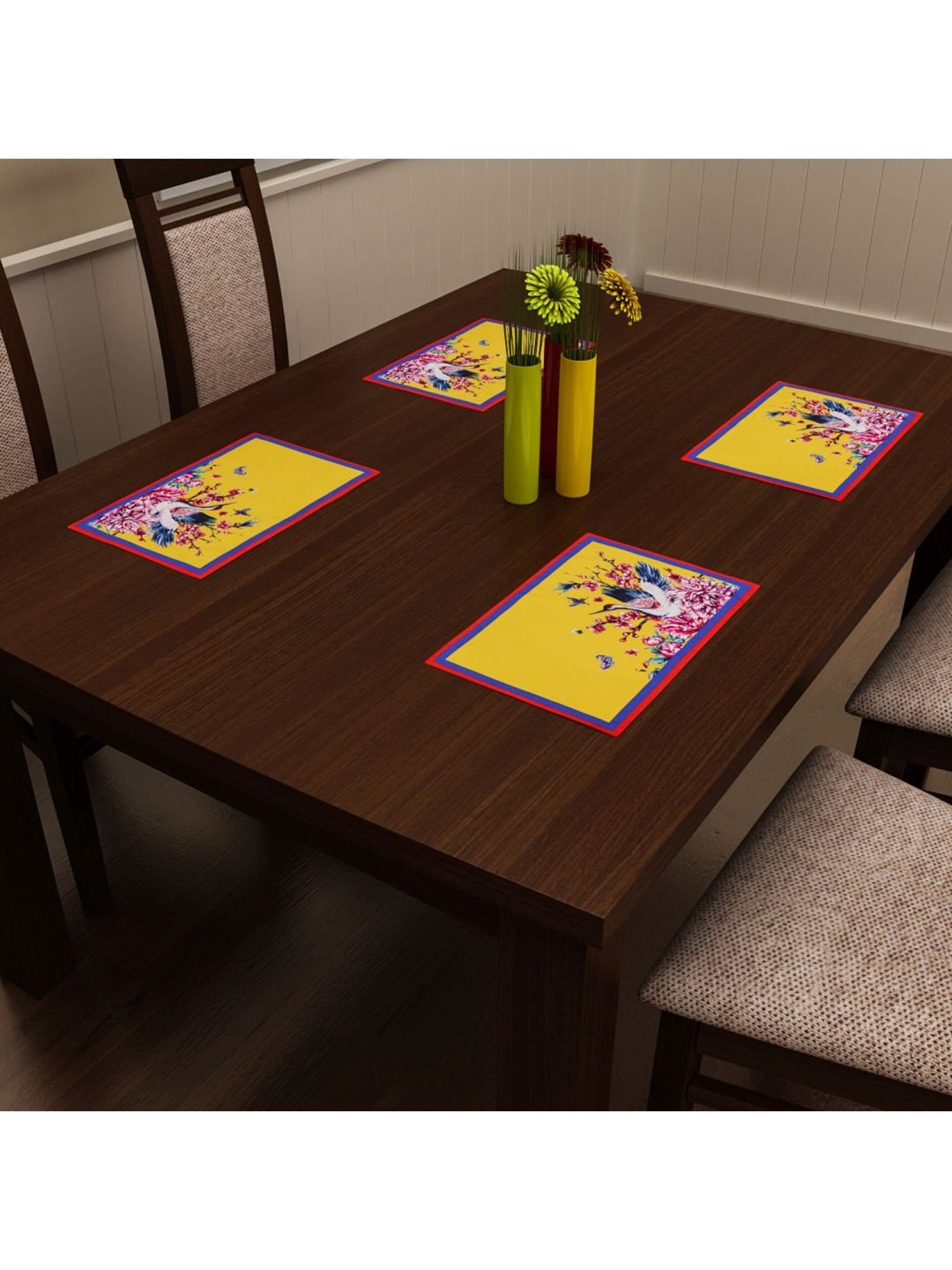 SEJ by Nisha Gupta Yellow Placemats - Set of 4