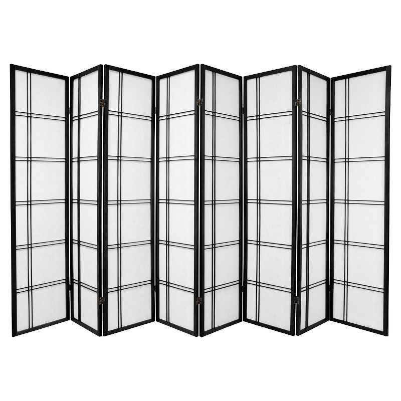 6 ft. Tall Double Cross Shoji Screen - Black (8 Panels)