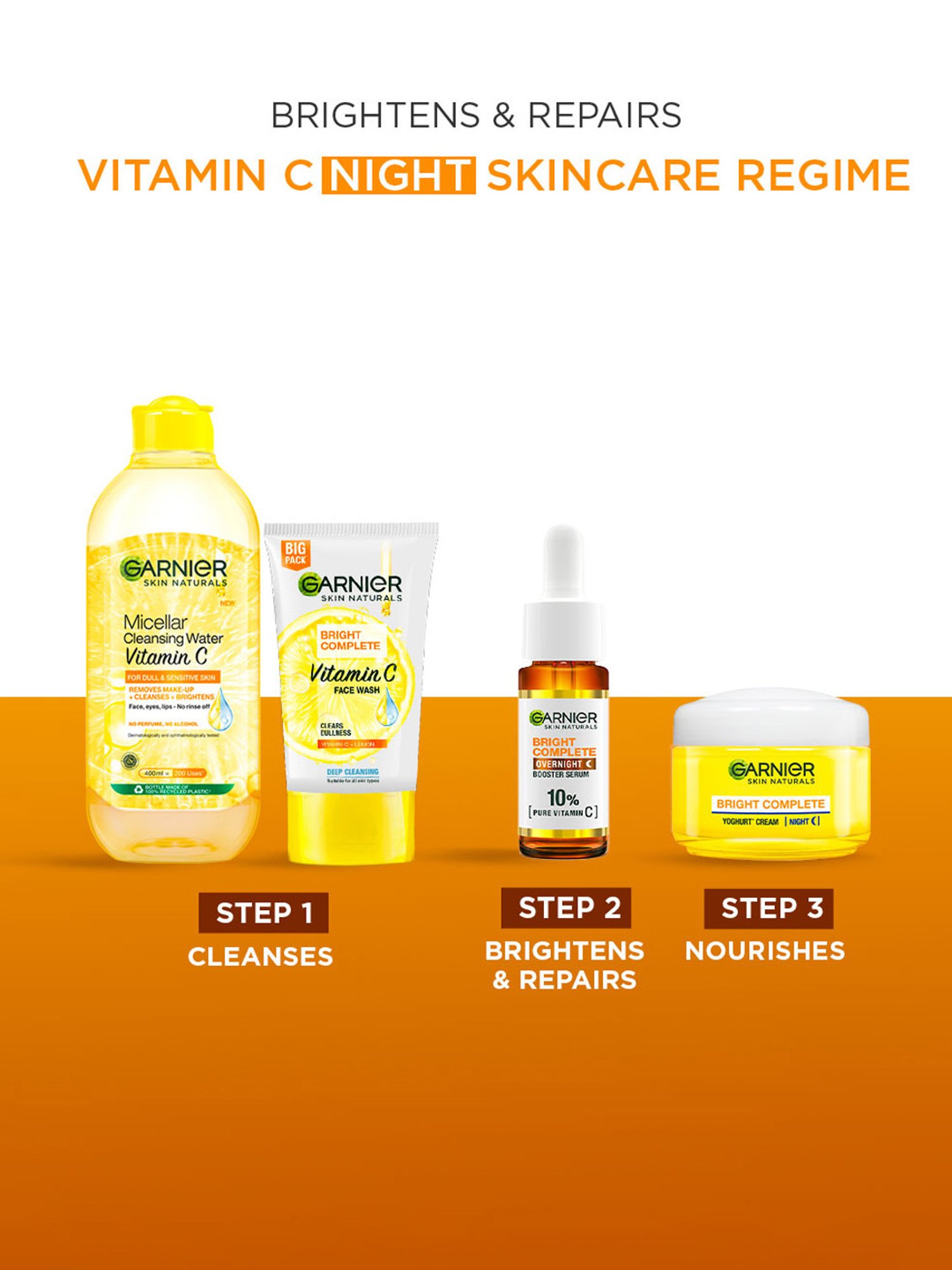 Garnier Bright Complete 10% Pure Vitamin C Overnight Booster Serum - 15 ml