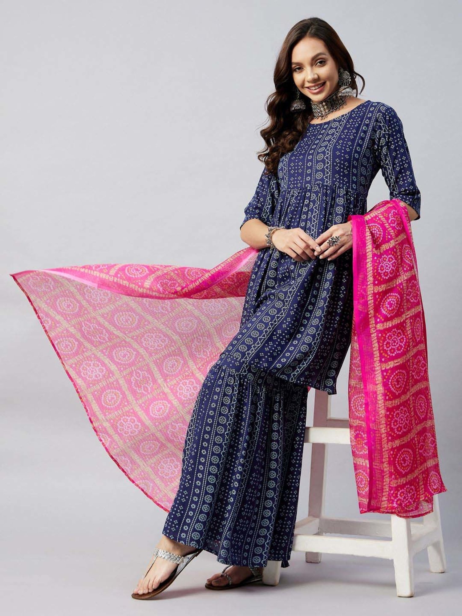 Inweave Pink Cotton Printed Dupatta
