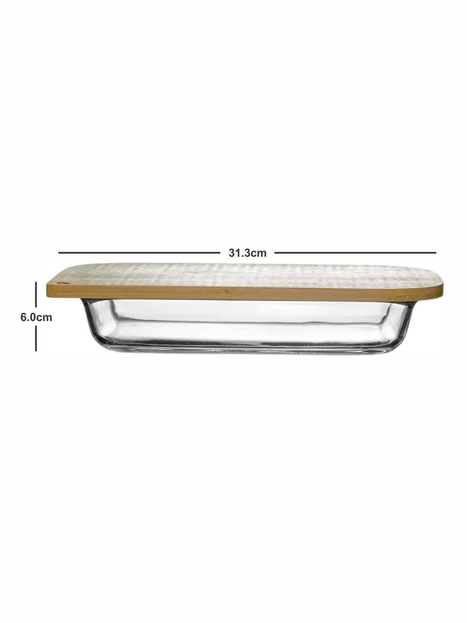 Goodhomes Transparent Glass Baking Dishes With Wooden Lid - Set of 2