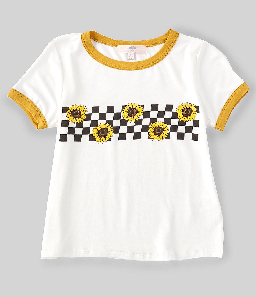 Moa Moa Big Girls 7-16 Short-Sleeve Floral/Check Graphic Tee